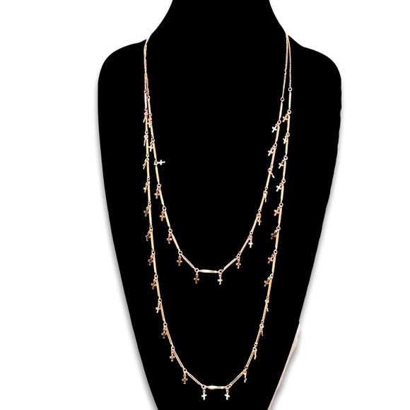 Express Jewelry - EXPRESS Gold Tone Layered Cross Charm Necklace NWT​